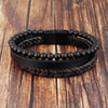 Retro Punk Geometric Pu Leather Natural Stone Beaded Knitting Men'S Bracelets