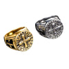 Retro Punk Men's Titanium Steel Cross Ring With Geometric Pattern And Electroplating Treatment