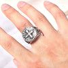 Retro Punk Men's Titanium Steel Cross Ring With Geometric Pattern And Electroplating Treatment
