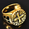 Retro Punk Men's Titanium Steel Cross Ring With Geometric Pattern And Electroplating Treatment