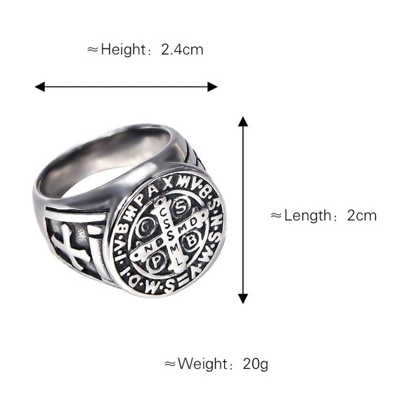 Retro Punk Men's Titanium Steel Cross Ring With Geometric Pattern And Electroplating Treatment