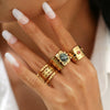 Retro Punk Metal Geometric Hollow Open Diamondencrusted Women's Ring