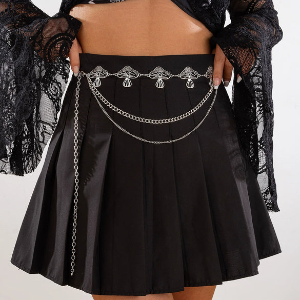 Retro Punk Metal Mushroom Crescent Heartshaped Waist Chain Body Chain For Female