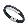 Retro Punk Solid Color 304 Stainless Steel Pu Leather Men'S Bangle Men Cord & Leather Bracelets