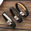 Retro Punk Solid Color 304 Stainless Steel Pu Leather Men'S Bangle Men Cord & Leather Bracelets