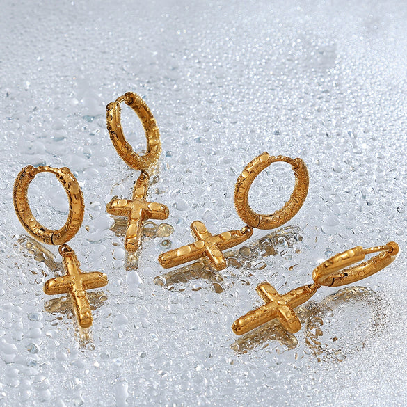 Retro Punk Style Geometric 316L Stainless Steel Electroplated Earrings For Men And Women