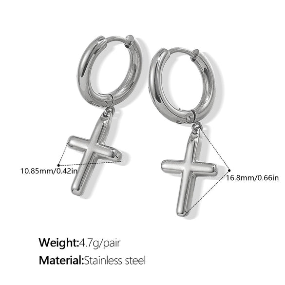 Retro Punk Style Geometric 316L Stainless Steel Electroplated Earrings For Men And Women