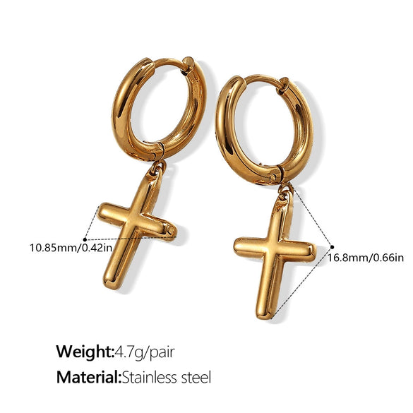 Retro Punk Style Geometric 316L Stainless Steel Electroplated Earrings For Men And Women