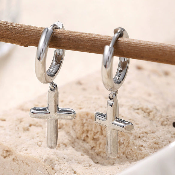 Retro Punk Style Geometric 316L Stainless Steel Electroplated Earrings For Men And Women