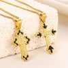Retro Punk Style Stainless Steel Pendant Necklace With Geometric Pattern Inlaid With Zircon And Electroplated Unisex