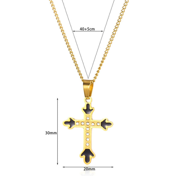 Retro Punk Style Stainless Steel Pendant Necklace With Geometric Pattern Inlaid With Zircon And Electroplated Unisex