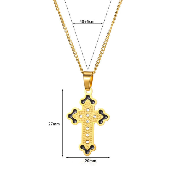 Retro Punk Style Stainless Steel Pendant Necklace With Geometric Pattern Inlaid With Zircon And Electroplated Unisex