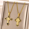 Retro Punk Style Stainless Steel Pendant Necklace With Geometric Pattern Inlaid With Zircon And Electroplated Unisex