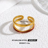 Retro Red Oil Drip Stainless Steel Ring For Women With Heart Flower Design Geometric Line Pattern And Electroplated Finish