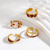 Retro Red Oil Drip Stainless Steel Ring For Women With Heart Flower Design Geometric Line Pattern And Electroplated Finish
