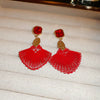 Retro Red Rose Petal Acrylic Earrings Flower Shape Festive Ear Studs