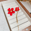 Retro Red Rose Petal Acrylic Earrings Flower Shape Festive Ear Studs