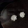 Retro Resin Flower Earrings For Women White Floral Camellia Style Electroplated Elegant Statement Earrings