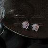 Retro Resin Flower Earrings For Women White Floral Camellia Style Electroplated Elegant Statement Earrings