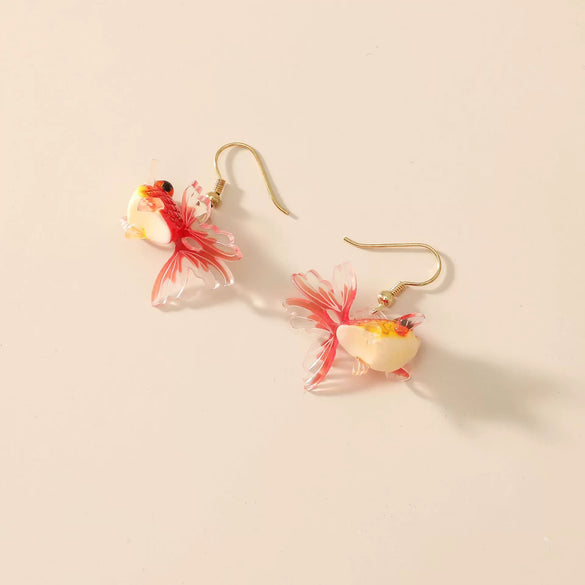 Retro Resin Koi Fish Earrings Elegant Animal Design Simple Creative Fashion Earrings For Women
