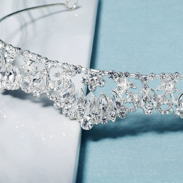 Retro Rhinestone Drop Shape Bridal Crown Electroplated Minimalist Party Headdress For Women Wedding And Birthday Gift Accessory