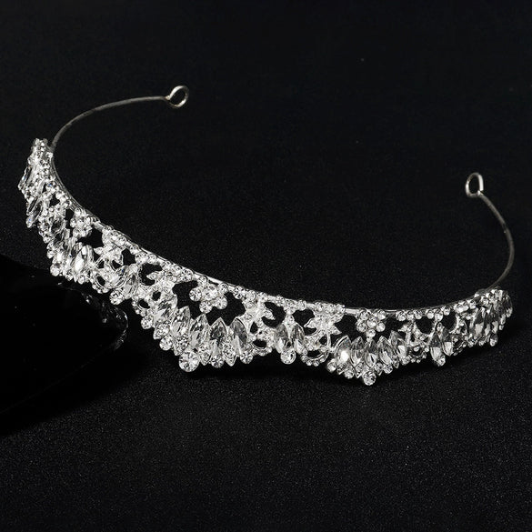 Retro Rhinestone Drop Shape Bridal Crown Electroplated Minimalist Party Headdress For Women Wedding And Birthday Gift Accessory