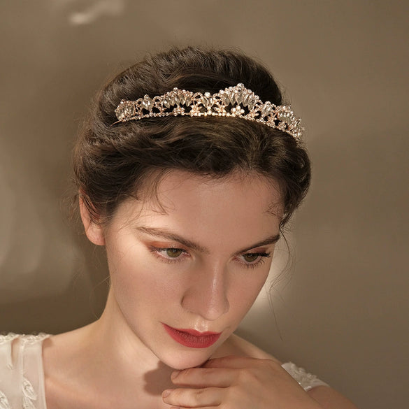 Retro Rhinestone Drop Shape Bridal Crown Electroplated Minimalist Party Headdress For Women Wedding And Birthday Gift Accessory