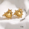 Retro Rhinestone Heart Stud Earrings Alloy Plated Heartshaped Earrings With Stainless Steel Posts For Women