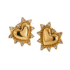 Retro Rhinestone Heart Stud Earrings Alloy Plated Heartshaped Earrings With Stainless Steel Posts For Women