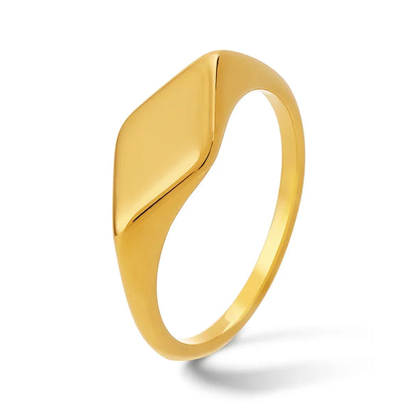 304 Stainless Steel 18K Gold Plated Retro Plating Rhombus Rings