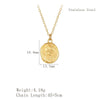 Retro Romantic Rose Flower Pendant Necklace For Women Gold Plated Titanium Steel Round Floral Collarbone Chain