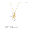 Retro Romantic Rose Flower Pendant Necklace For Women Gold Plated Titanium Steel Round Floral Collarbone Chain