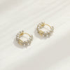 Retro Round Ring Ear Buckle Earrings With Diamond In Geometric Design Alloy Copper Material