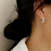 Retro Round Ring Ear Buckle Earrings With Diamond In Geometric Design Alloy Copper Material