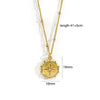 304 Stainless Steel 14K Gold Plated Retro Inlay Round Square Star Zircon Pendant Necklace