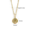 304 Stainless Steel 14K Gold Plated Retro Inlay Round Square Star Zircon Pendant Necklace