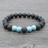 Retro Round Volcanic Rock Stone Beaded Unisex Bracelets