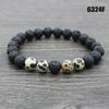 Retro Round Volcanic Rock Stone Beaded Unisex Bracelets