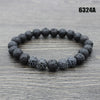Retro Round Volcanic Rock Stone Beaded Unisex Bracelets
