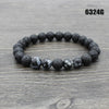 Retro Round Volcanic Rock Stone Beaded Unisex Bracelets