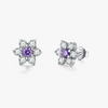 Retro S925 Silver Flower Microinlay Earrings For Women