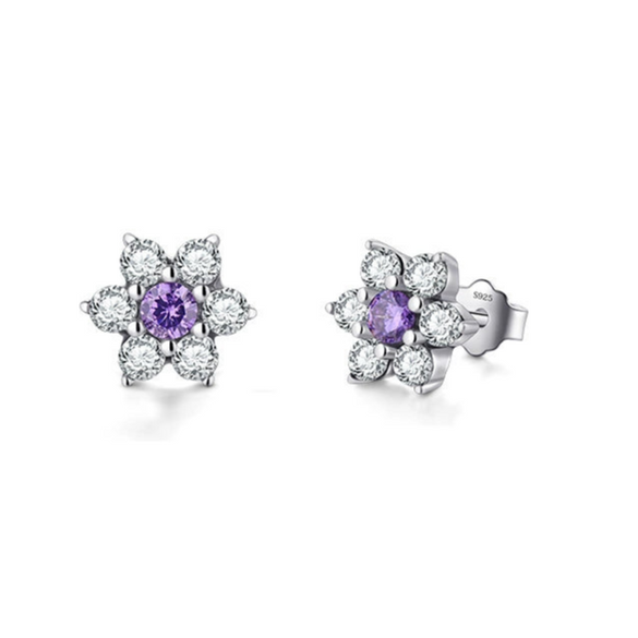 Retro S925 Silver Flower Microinlay Earrings For Women