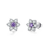Retro S925 Silver Flower Microinlay Earrings For Women