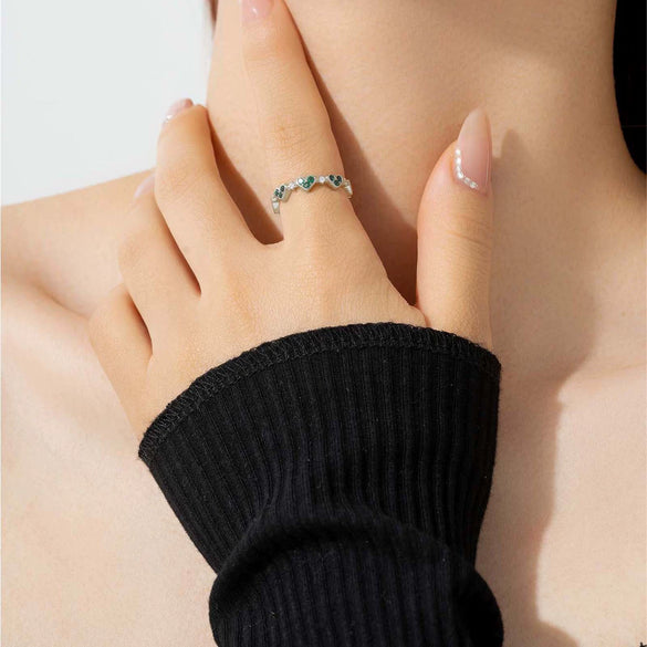 Retro S925 Silver Love Stitching Ring With Geometric Design Electroplated In Platinum Or 18K Gold For Women