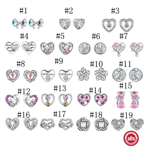 Retro S925 Sterling Silver Earrings With Love Cat Butterfly Sunflower And Geometric Patterns Set With Precious Stones