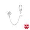 Retro S925 Sterling Silver Star Moon Tassel Chain Earrings For Women With Geometric Styling