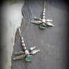 Retro Silver Tone Alloy Dragonfly Hook Earrings Electroplated Multicolor Insect Dangle Earrings For Women