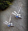 Retro Silver Tone Alloy Dragonfly Hook Earrings Electroplated Multicolor Insect Dangle Earrings For Women