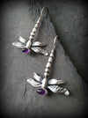 Retro Silver Tone Alloy Dragonfly Hook Earrings Electroplated Multicolor Insect Dangle Earrings For Women