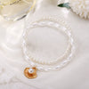 Retro Simple Artificial Pearl Shell Pendant Double Layer Alloy Anklet For Women Summer Beach